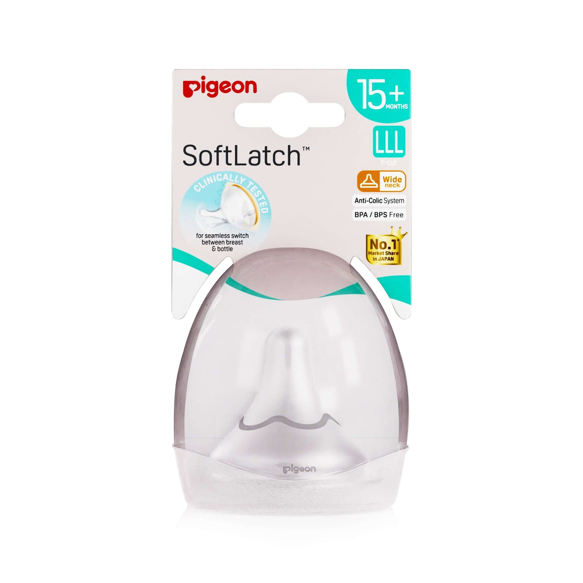 Pigeon Softlatch Peristaltic plus Nipple - 15M+ LLL