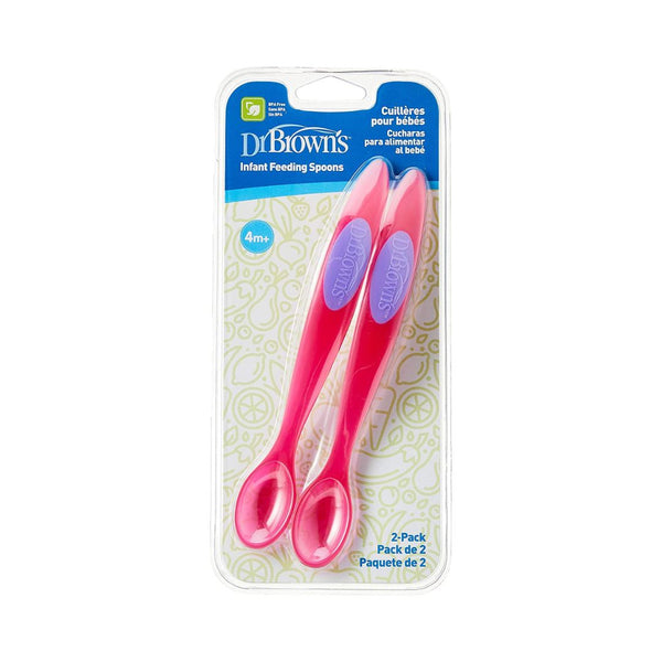 Dr Browns Infant Feeding Spoon - Pink, 2-Pack