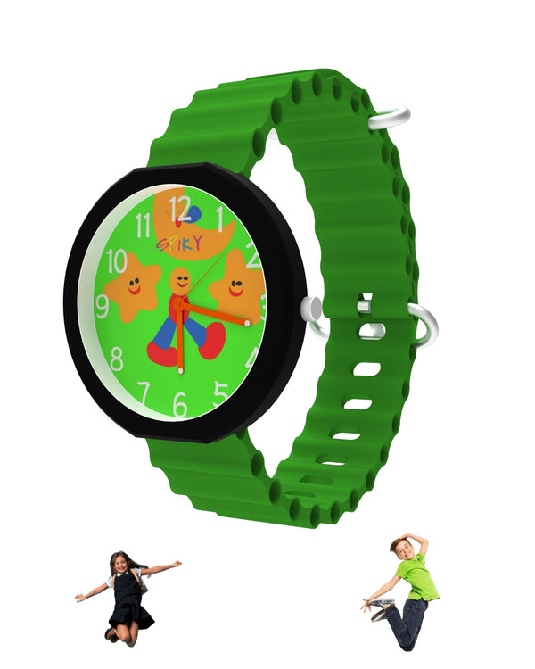 Spiky Round Analog Watch for Kids Boys and Girls EVA42 - Green