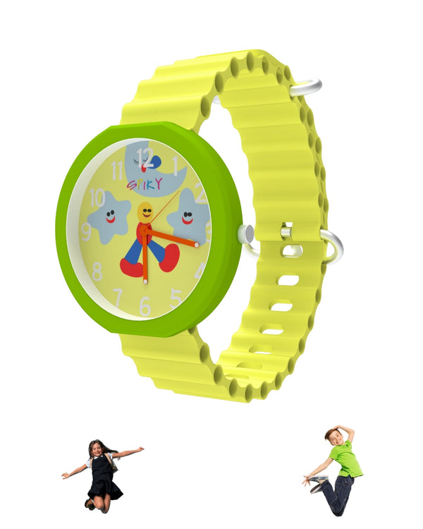Spiky Round Analog Watch for Kids Boys and Girls EVA42 - Yellow