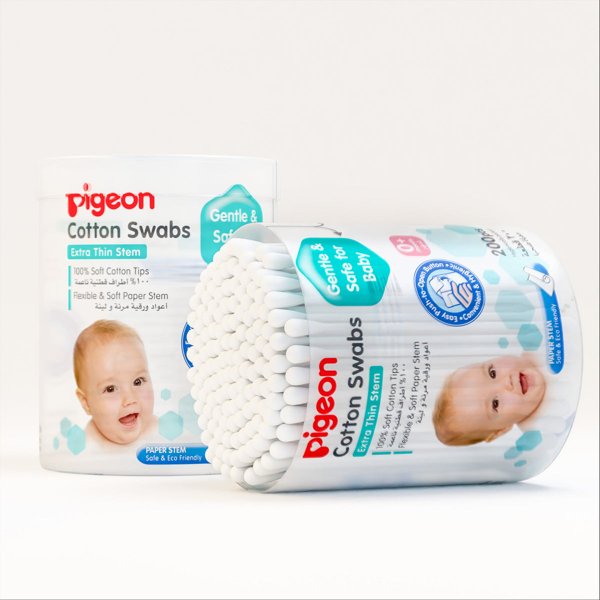 Pigeon Cotton Swab Ext Thin Paper Stem Hingedcase 200pcs