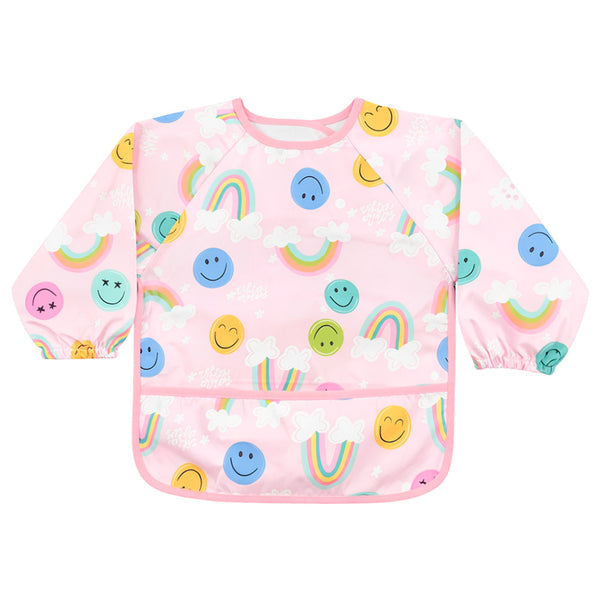 Hopop Waterproof Full Sleeve Baby Bib with Food Catcher Pocket – Apron Style - Assorted Print