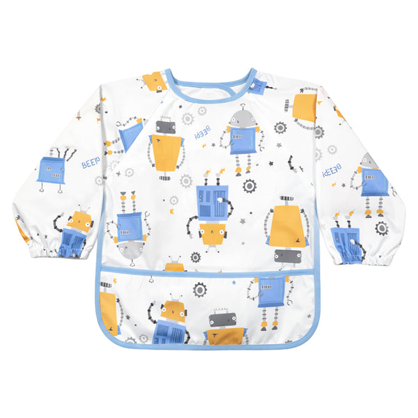 Hopop Easy-Clean Waterproof Full Sleeve Baby Bib with Food Catcher One Size – Assorted Print