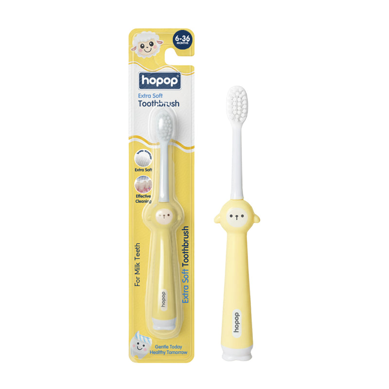Hopop Soft Baby Toothbrush (6–36 Months) - Yellow