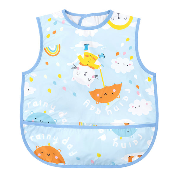 HopopEasy-Clean Waterproof Baby Bib with Food Catcher Pocket Asorted