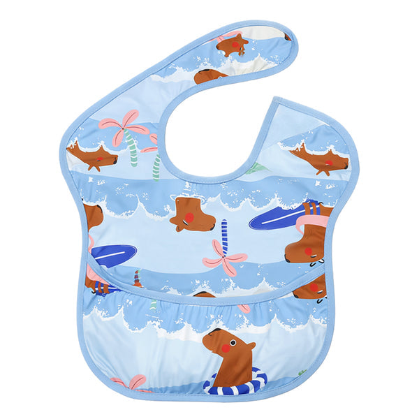 HopopEasy-Clean Waterproof Baby Bib with Food Catcher Pocket Asorted
