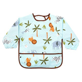 Hopop Easy-Clean Waterproof Full Sleeve Baby Bib with Food Catcher One Size – Assorted Print