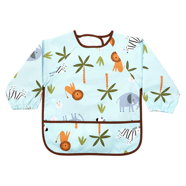 Hopop Waterproof Full Sleeve Baby Bib with Food Catcher Pocket – Apron Style - Assorted Print