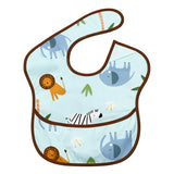 Hopop Easy-Clean Waterproof Baby Bib with Food Catcher Pocket - Assorted Prints