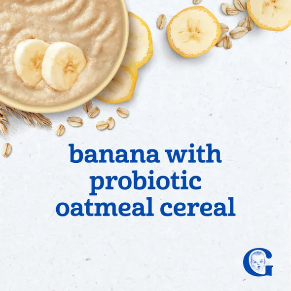 Gerber Probiotic Cereal Oatmeal Banana Infant Cereal – 8+ Months