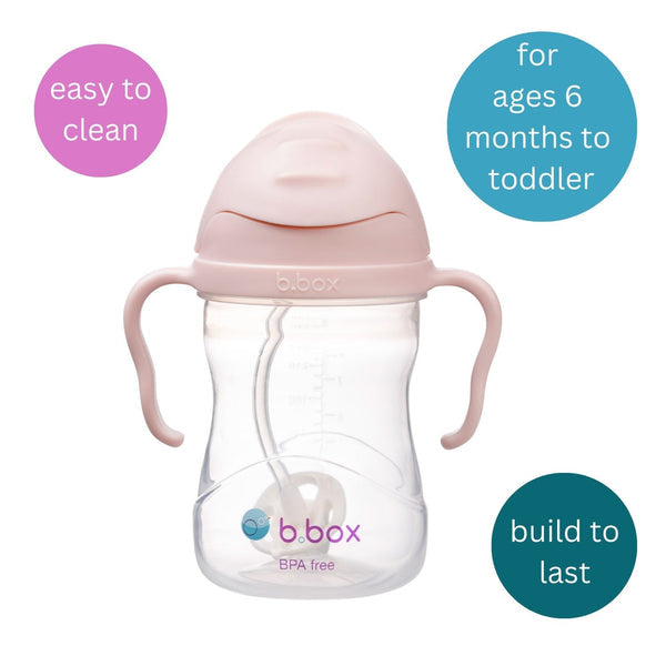 B Box Weighted Straw Sippy Cup 240Ml - Blush Light Pink
