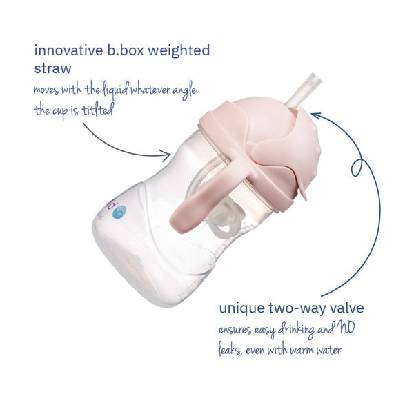 b.box Weighted Straw Sippy Cup 240 ml – Blush Light Pink