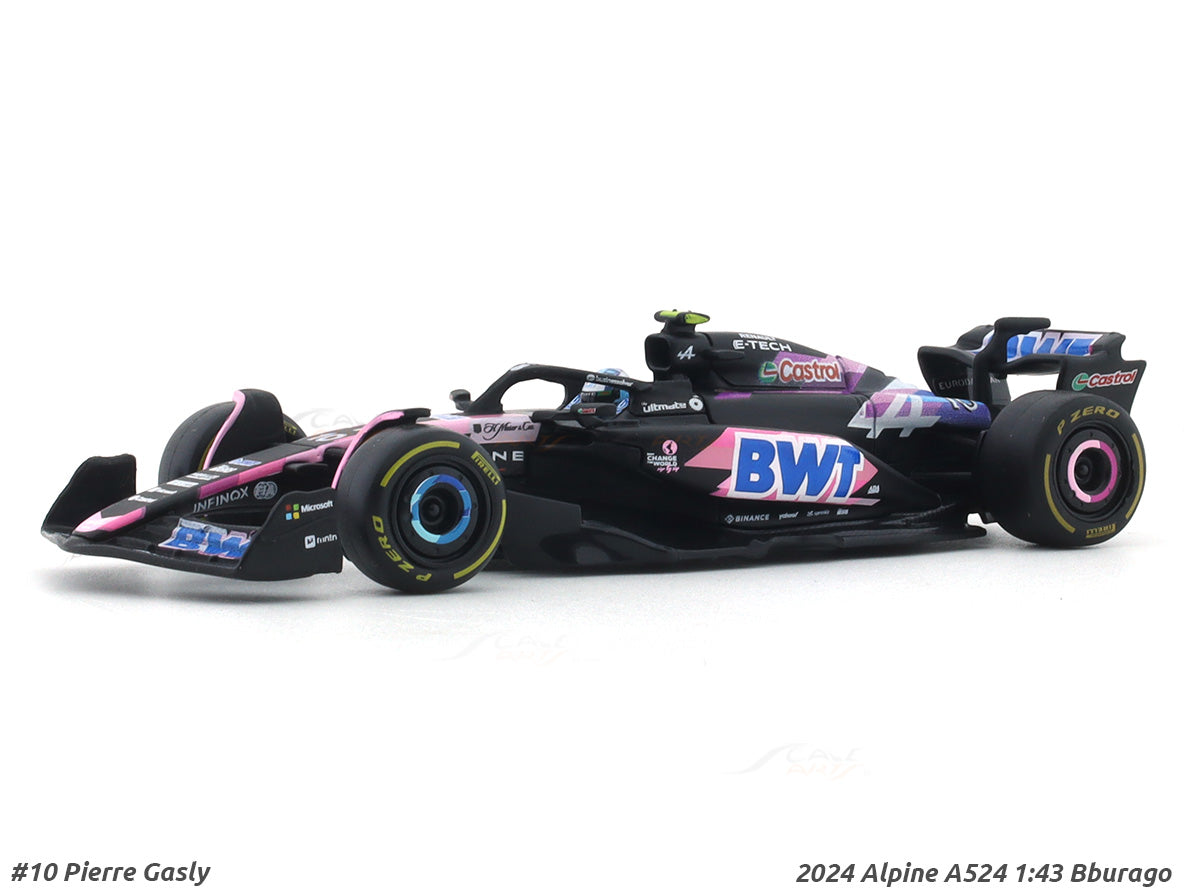 Bburago 2024 Alpine A524 No. 10 Pierre Gasly 1:43 F1 Diecast Model Car