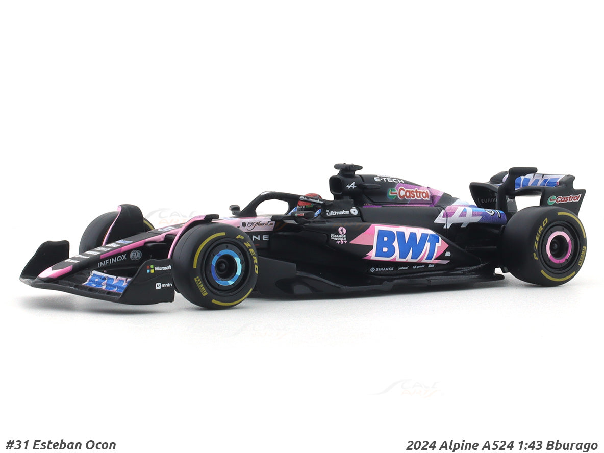 Bburago 2024 Alpine A524 No. 31 Esteban Ocon 1:43 F1 Diecast Model