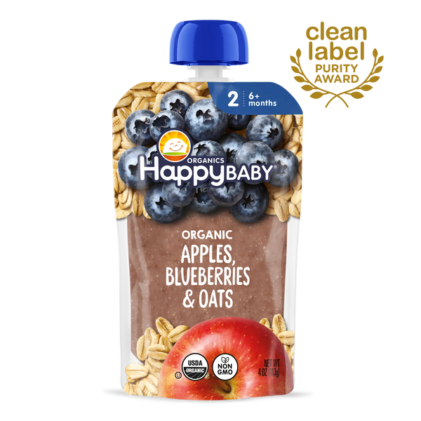 HappyBABY Organic Apples,Blueberry & Oats