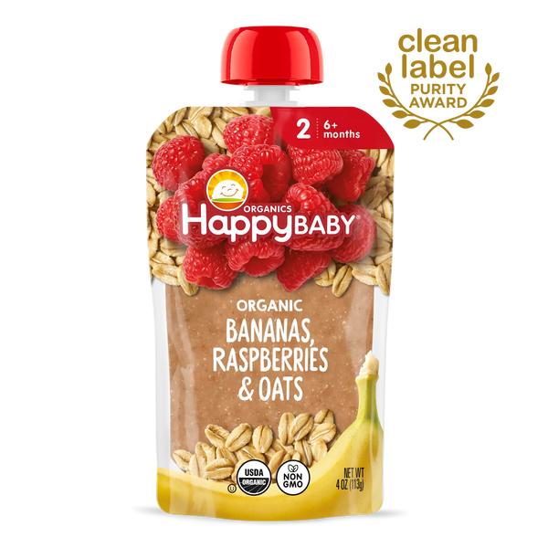 HappyBABY Organic Banana,Raspberries & Oats