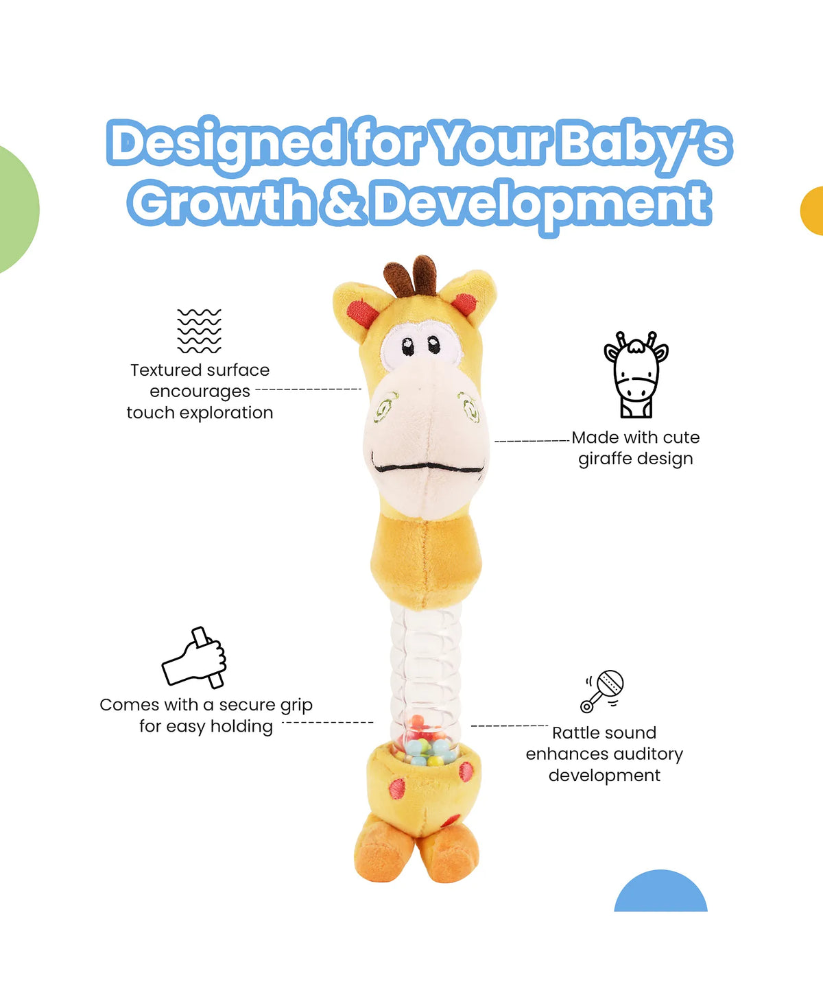 Nuluv Giraffe Rattle Soft Toy 0-24 Months Multicolour