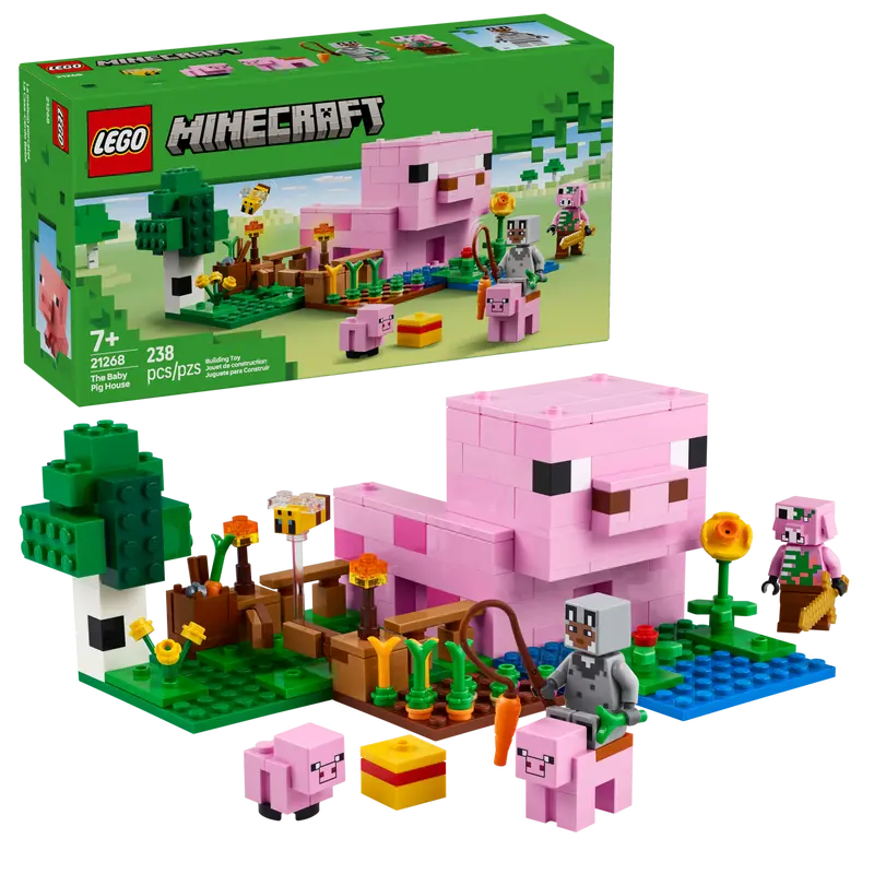 LEGO Minecraft® The Baby Pig House Gamer Building Toy Animal Set for Kids 7+ 238Pcs 21268