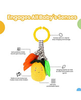 Nuluv Pineapple Baby Rattle – Soft Teether & Crinkle Toy, BPA-Free, 3+ Months