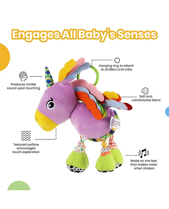 Nuluv Sparkly Unicorn Baby Toy – Rattle & Sensory Plush, 3+ Months