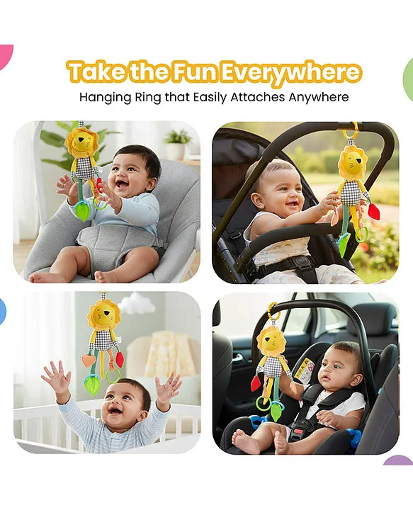 Nuluv Lino Rattle Buddy Stroller Toys with Crinkle, Teether, Mirror For Baby