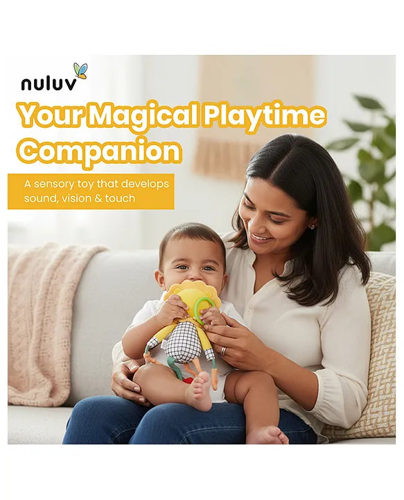 Nuluv Lino Rattle Buddy Stroller Toys with Crinkle, Teether, Mirror For Baby