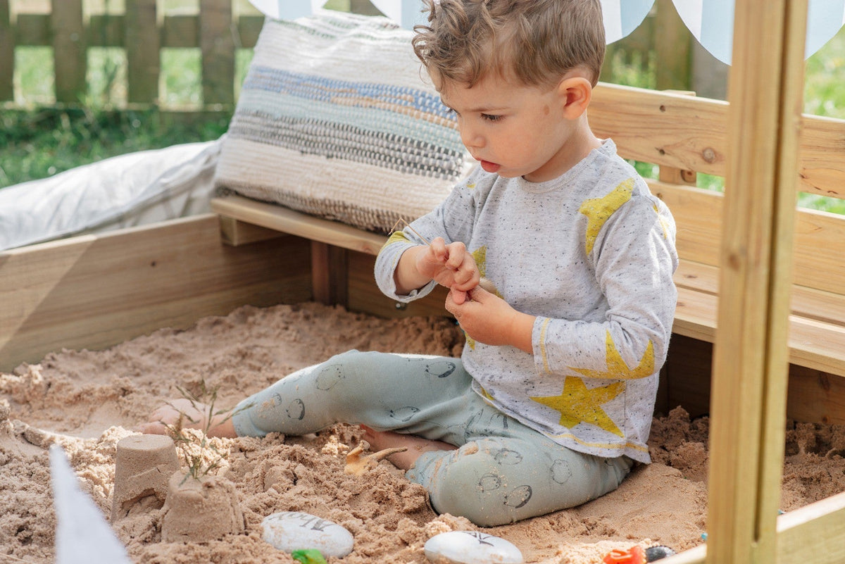 Plum Wooden Sandpit With Canopy - Natural