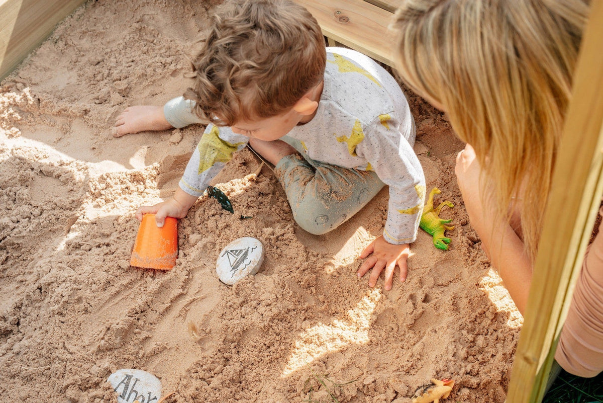Plum Wooden Sandpit With Canopy - Natural