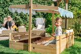Plum Wooden Sandpit With Canopy - Natural