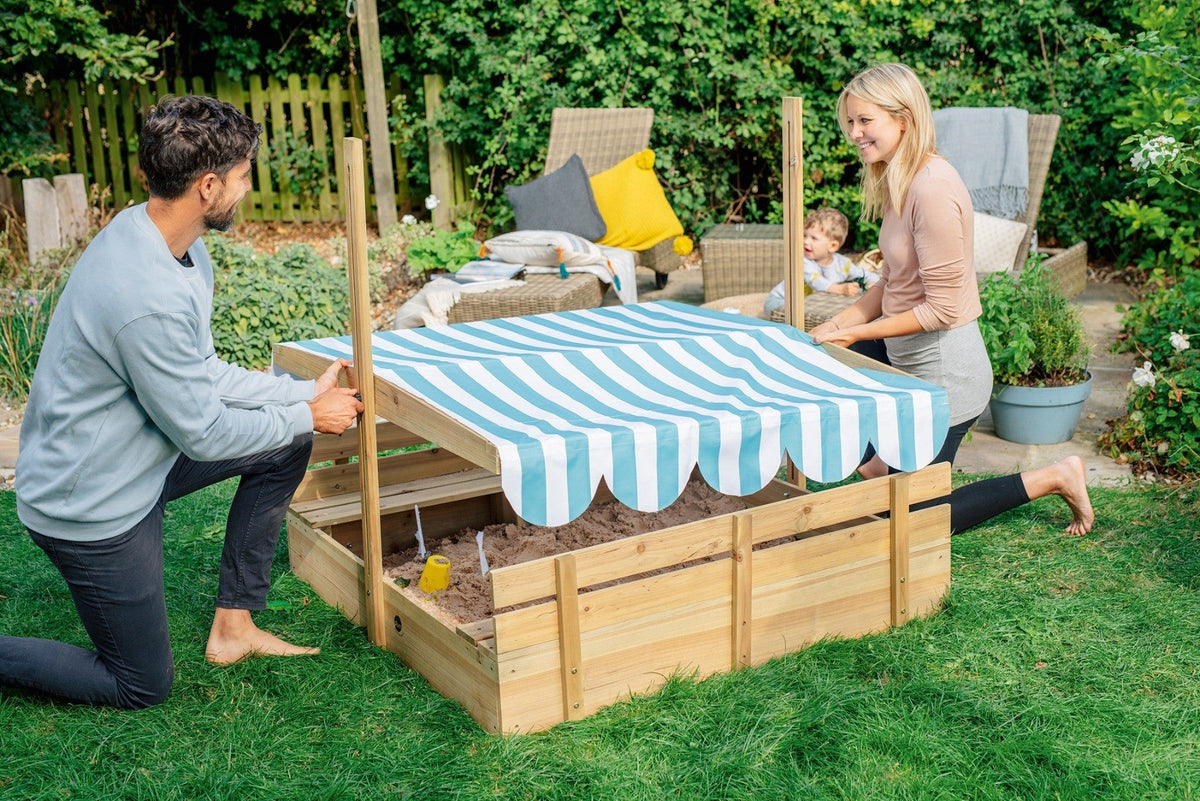Plum Wooden Sandpit With Canopy - Natural