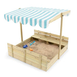 Plum Wooden Sandpit With Canopy - Natural