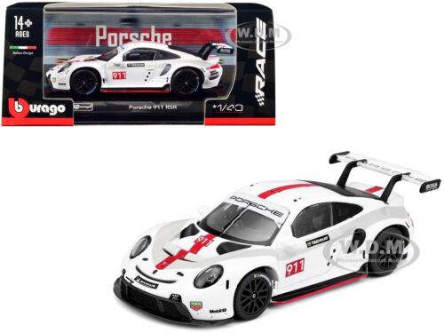 Bburago Porsche 911 RSR: Die-Cast Scale Model 1:43 - White