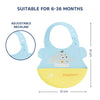 Hopop Easy Clean Crumb Catcher Silicone Bib Elephant 6M+