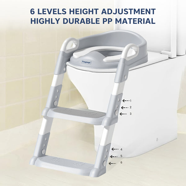 Hopop Potty Training Seat Toddler Step Ladder Foldable One Size – Grey