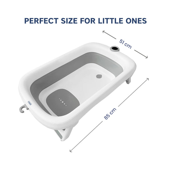 Hopop Smart Foldable Baby Bathtub with Temperature Sensor & Drain Plug One Size – Grey