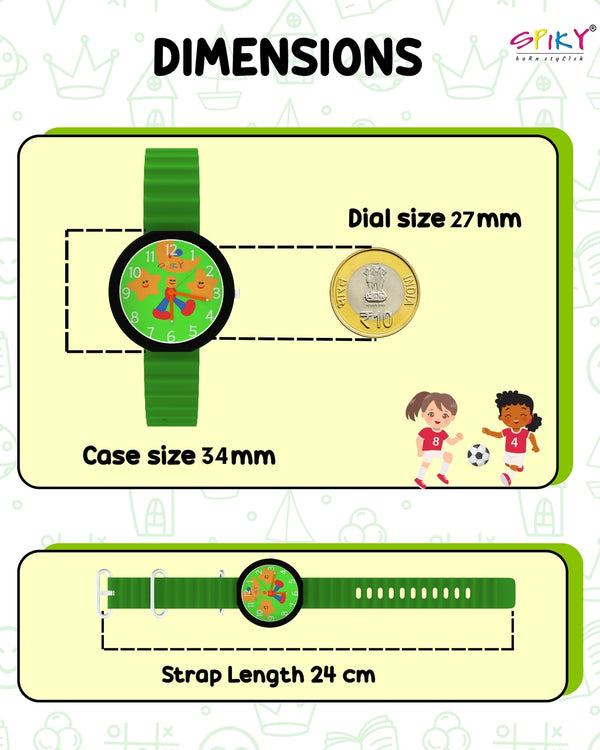 Spiky Round Analog Watch for Kids Boys and Girls EVA42 - Green