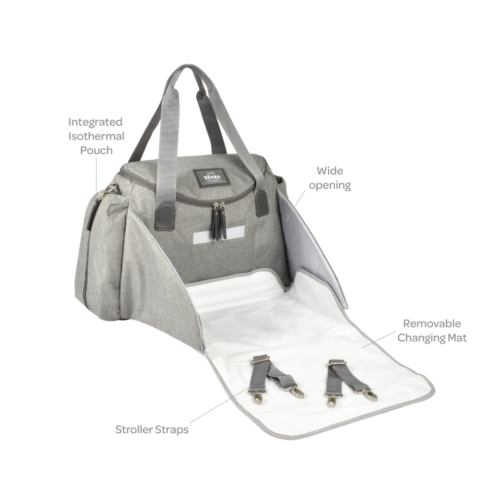 BÉABA Sydney 21L Diaper Bag with Changing Mat – Heather Grey