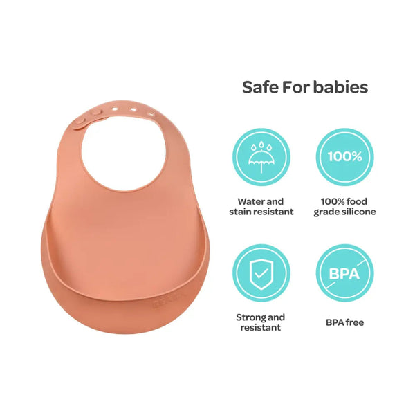 Beaba Silicone Bib - Terracotta