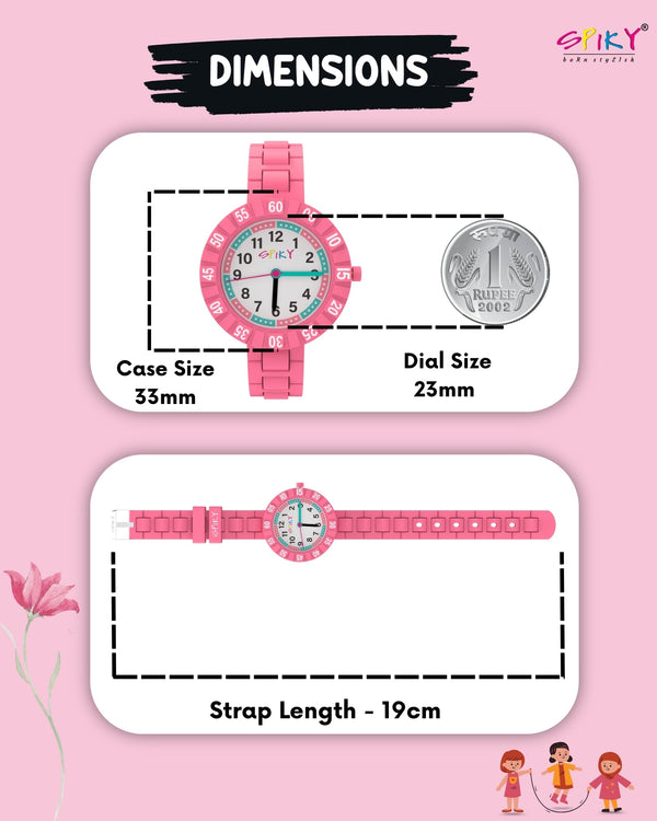 Spiky Stylish Analog Watch for Kids Boys and Girls EVA43C - Pink