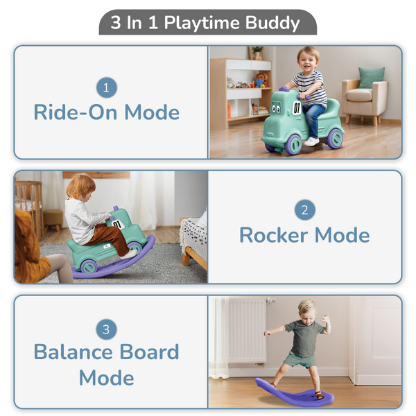 R For Rabbit Rock N Ride 3-in-1 Balance Board, Ride-On - Green Purple