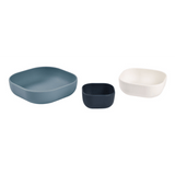 BEABA Silicone Stackable Bowls Set of 3 – Night Blue, Cotton & Baltic Blue