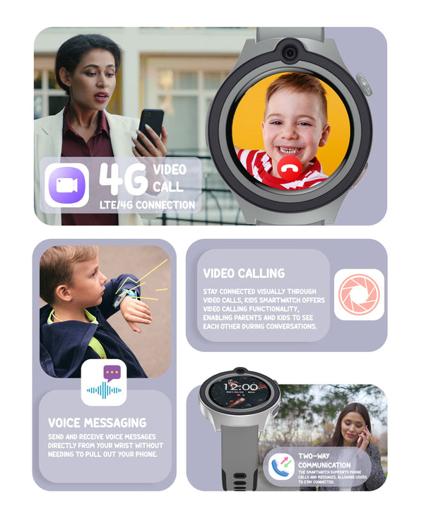 Spiky Cacus 4g Video & Voice Calling Smartwatch with GPS - Black