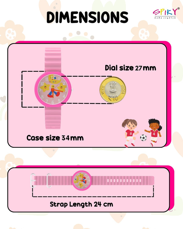Spiky Round Analog Watch for Kids Boys and Girls EVA42 - Pink