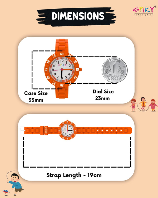 Spiky Stylish Analog Watch for Kids Boys and Girls EVA43C - Orange