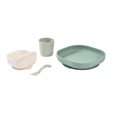 Béaba 4-Piece Silicone Dinner Set 4M+ – Sage Green / Misty Green