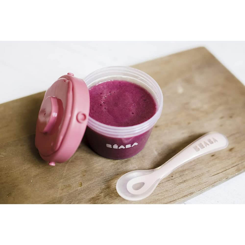 Béaba 2nd Stage Silicone Self-Feeding Spoon – Vintage Pink