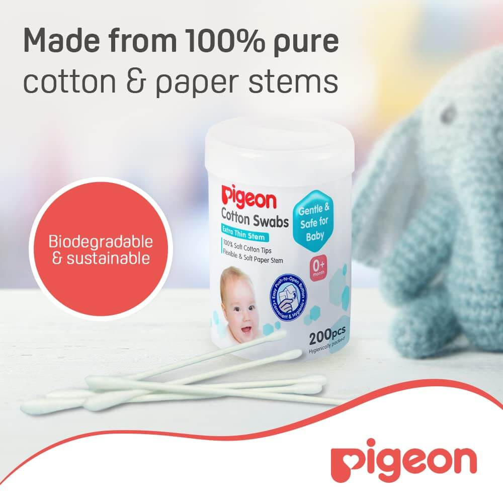 Pigeon Cotton Swab Ext Thin Paper Stem Hingedcase 200pcs