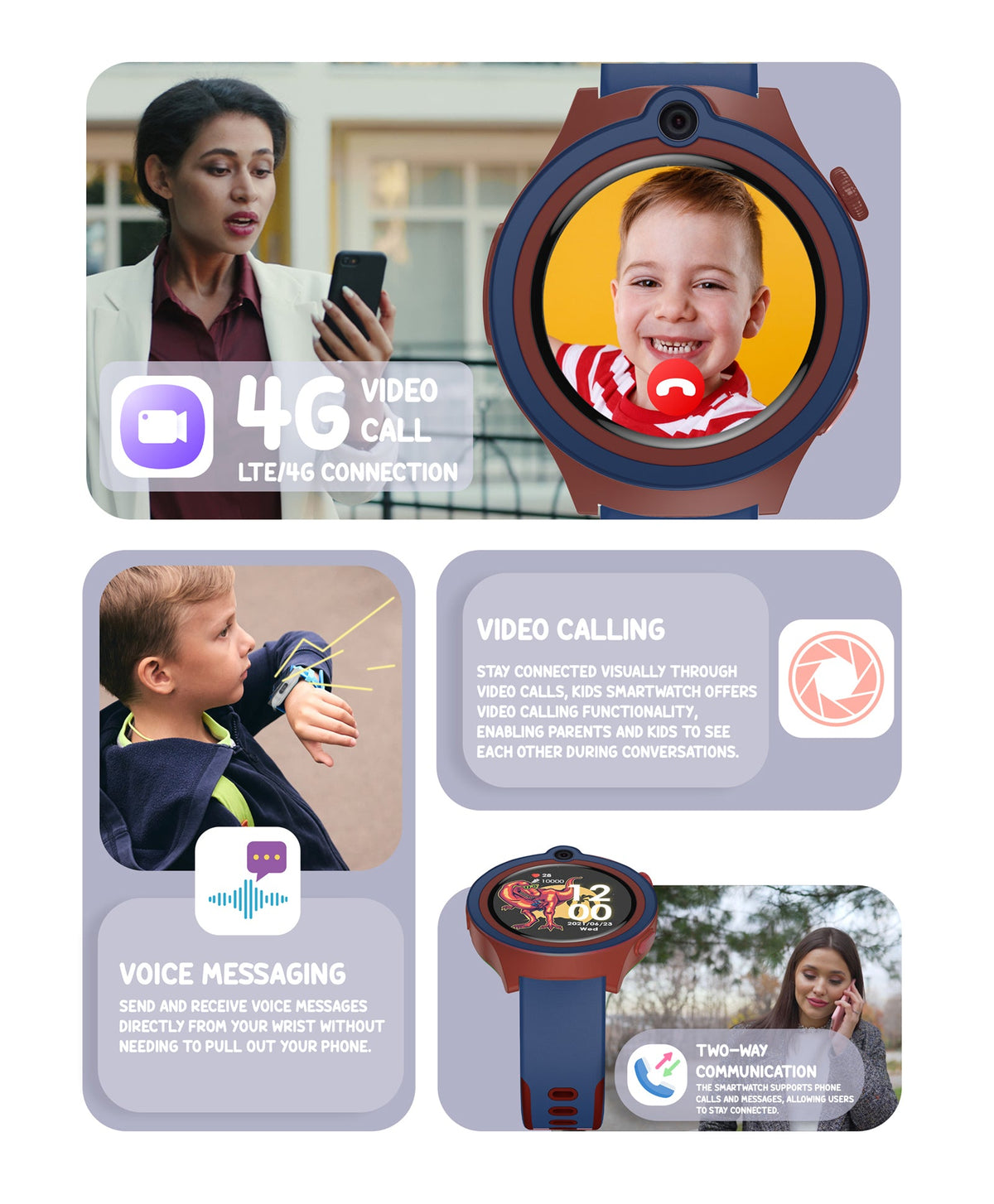 Spiky Cacus 4g Video & Voice Calling Smartwatch with GPS - Blue