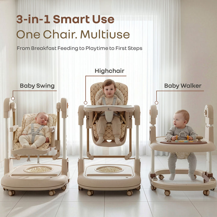 R for Rabbit High Chair Marshmallow Trio 3 in 1 6M–5Y Up to 20kg – Beige