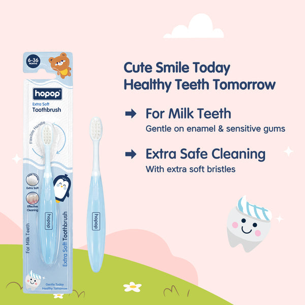 Hopop Extra Soft Baby Toothbrush 6–36 Months Green